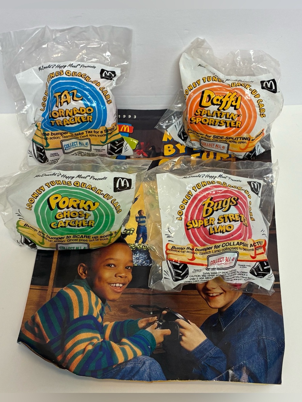 McDonald's HAPPY MEAL Toys LOONEY TUNES QUACK-UP CARS 1993 Complete Set of 4